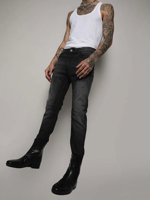 Just Be Minimal Side Distressed Denim Jeans