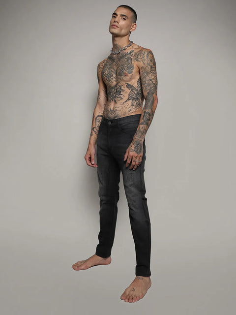 Just Be Minimal Side Distressed Denim Jeans