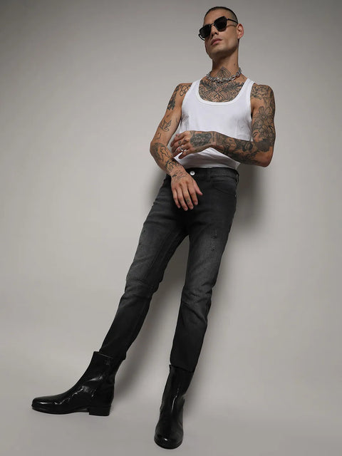 Just Be Minimal Side Distressed Denim Jeans