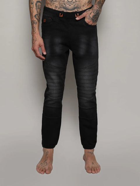 Hooked Self-Design Cinched Hem Denim Jeans