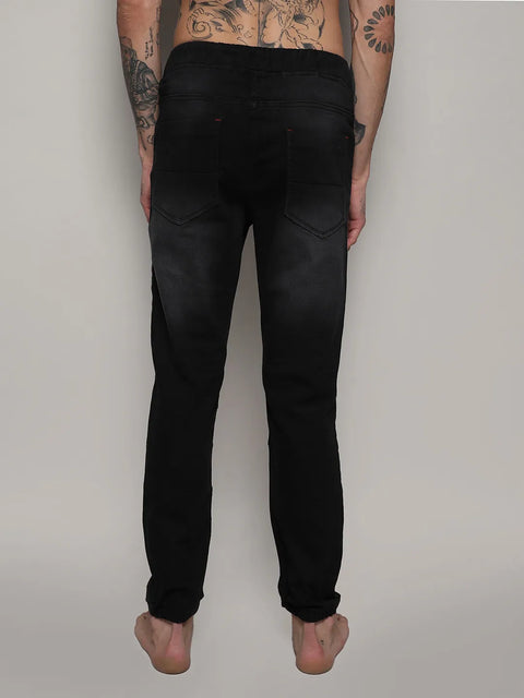 Hooked Self-Design Cinched Hem Denim Jeans