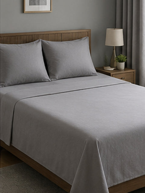 CAHOOT Plain Cotton Bedsheet Grey