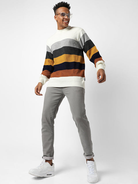 Behookd Contrast Panel Pullover Sweater