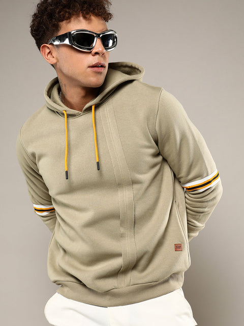 Runway Gods Pullover Hoodie With Contrast Striped Sleeve