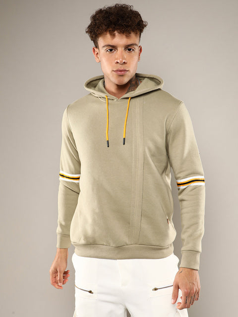 Runway Gods Pullover Hoodie With Contrast Striped Sleeve