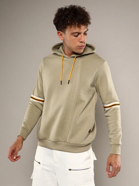 Runway Gods Pullover Hoodie With Contrast Striped Sleeve