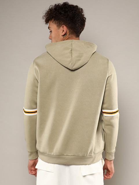 Runway Gods Pullover Hoodie With Contrast Striped Sleeve