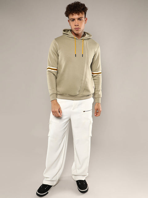 Runway Gods Pullover Hoodie With Contrast Striped Sleeve