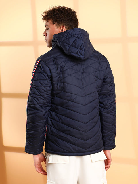 CAHOOT Quilted Puffer Jacket With Contrast Striped Sleeve