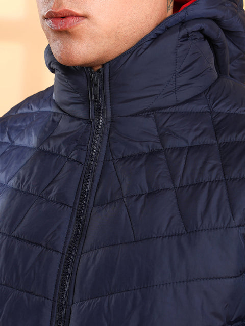 CAHOOT Quilted Puffer Jacket With Contrast Striped Sleeve