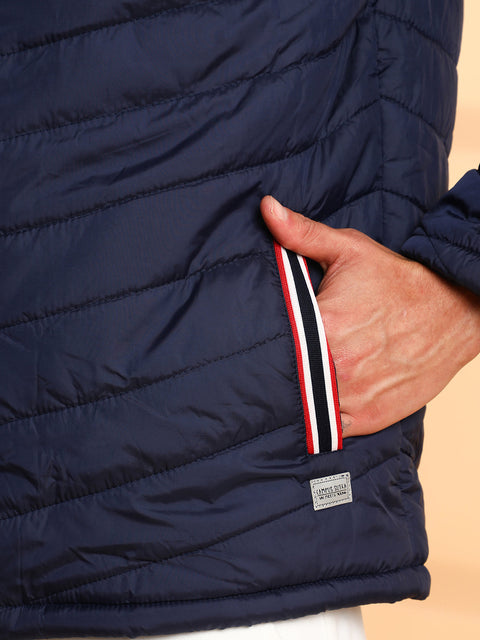 CAHOOT Quilted Puffer Jacket With Contrast Striped Sleeve