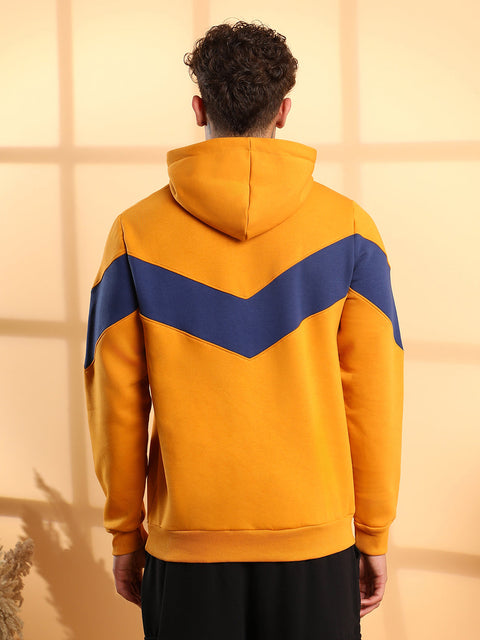 Chaos Men's Contrast Panel Hoodie With Ribbed Hem