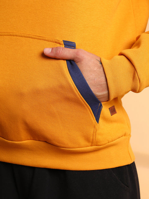 Chaos Men's Contrast Panel Hoodie With Ribbed Hem