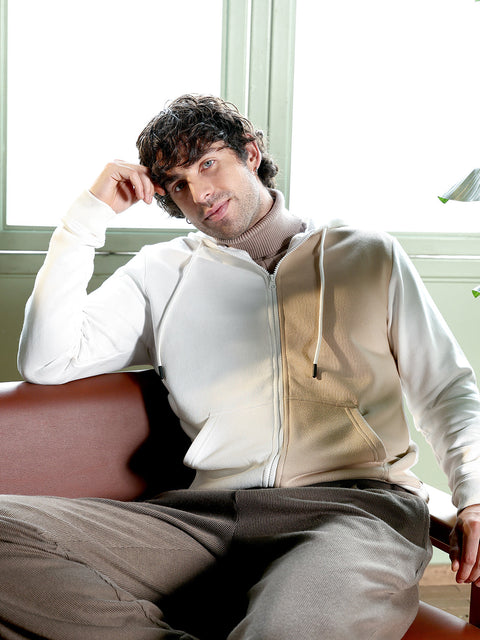Take Two Men Sweatshirt Duo-Tone Zip-Front Hoodie