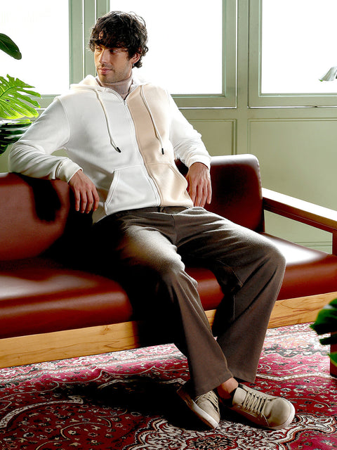 Take Two Men Sweatshirt Duo-Tone Zip-Front Hoodie