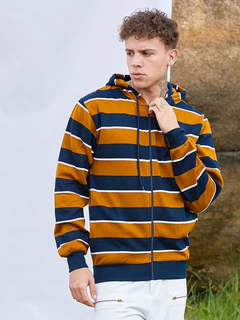 Chaos Men's Horizontal Striped Zip-Front Hoodie