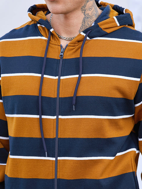 Chaos Men's Horizontal Striped Zip-Front Hoodie