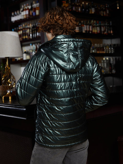 Behookd Metallic Zip-Front Quilted Jacket