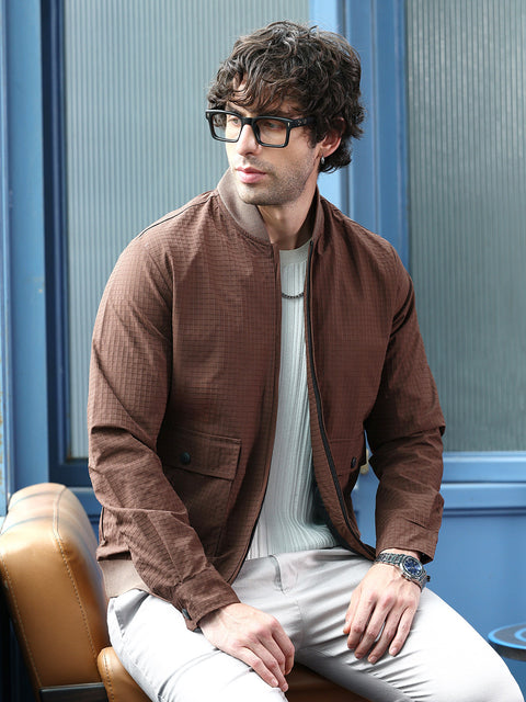 Runway Gods Zip-Front Waffle Bomber Jacket