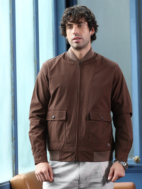 Runway Gods Zip-Front Waffle Bomber Jacket