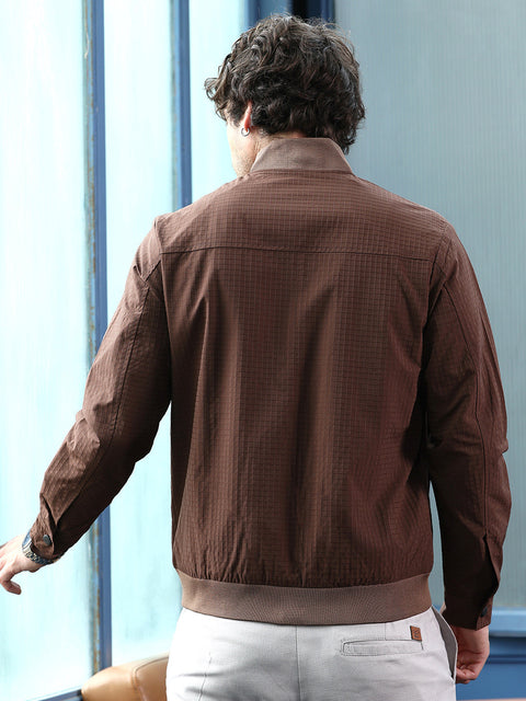 Runway Gods Zip-Front Waffle Bomber Jacket