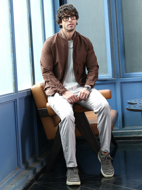 Runway Gods Zip-Front Waffle Bomber Jacket