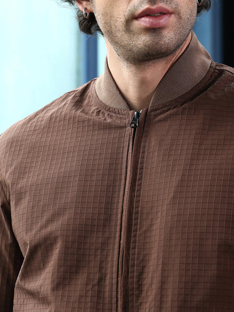 Runway Gods Zip-Front Waffle Bomber Jacket