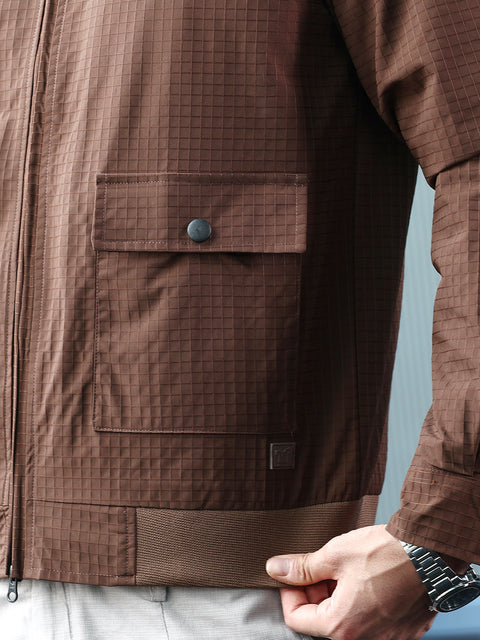 Runway Gods Zip-Front Waffle Bomber Jacket