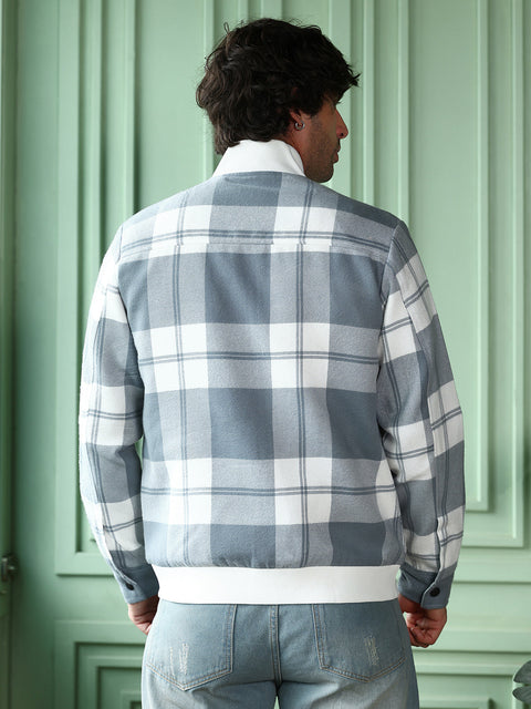 Runway Gods Zip-Front Tartan Bomber Jacket