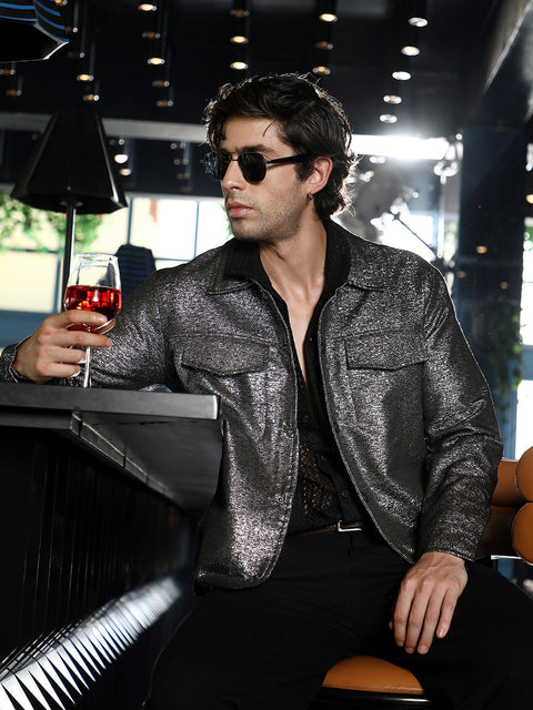 Chaos Gleam Utility-Jacquard Bomber Jacket