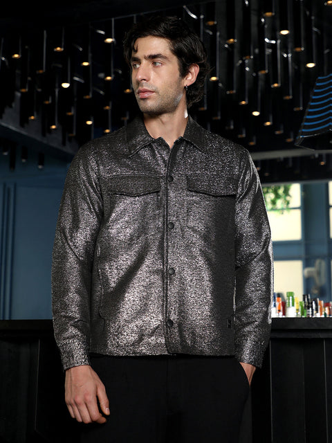 Chaos Gleam Utility-Jacquard Bomber Jacket