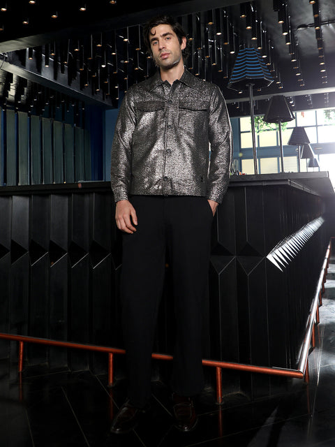 Chaos Gleam Utility-Jacquard Bomber Jacket