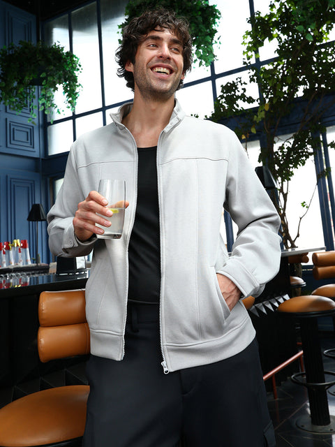 Hooked Panel-Stitch Knit Jacket