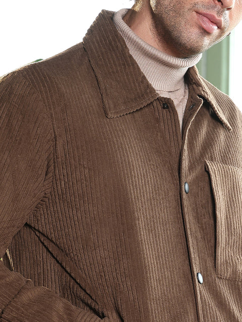 Runway Gods Solid-Corduroy Utility Bomber Jacket