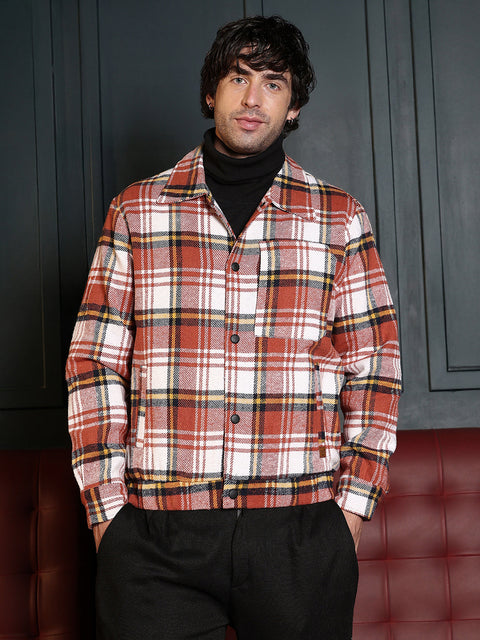 Iconic Everyday Twill-Plaid Utility Bomber Jacket
