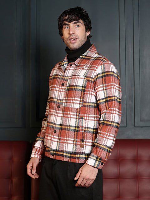 Iconic Everyday Twill-Plaid Utility Bomber Jacket