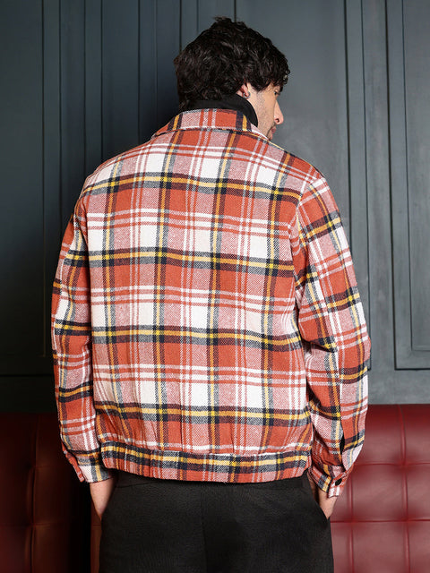 Iconic Everyday Twill-Plaid Utility Bomber Jacket