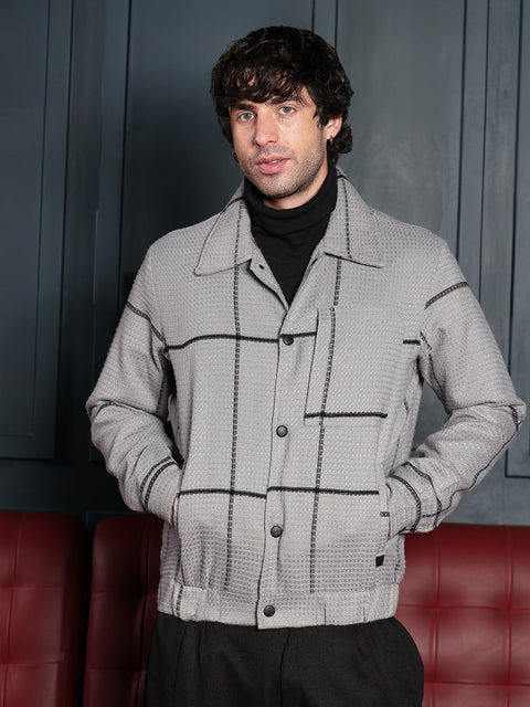 Iconic Everyday Waffle-Grid Utility Bomber Jacket