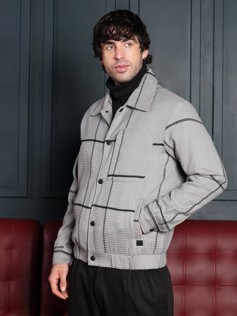 Iconic Everyday Waffle-Grid Utility Bomber Jacket