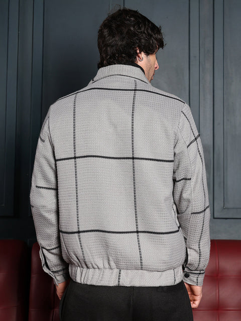 Iconic Everyday Waffle-Grid Utility Bomber Jacket