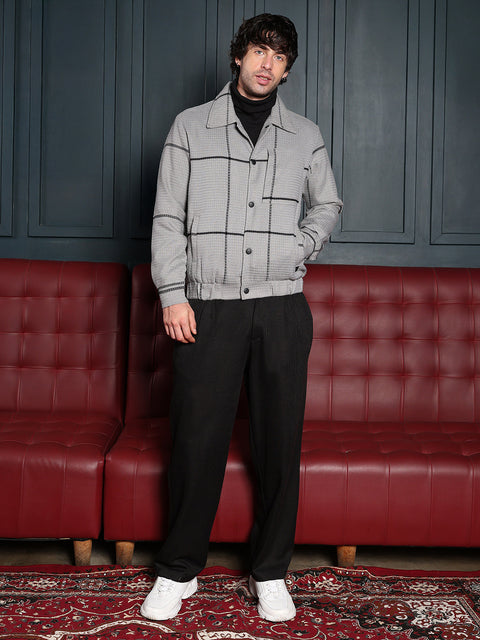 Iconic Everyday Waffle-Grid Utility Bomber Jacket