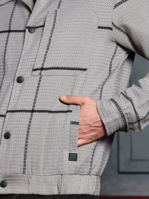 Iconic Everyday Waffle-Grid Utility Bomber Jacket
