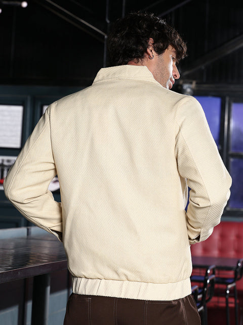 Take 2 Lined-Jacquard Utility Bomber Jacket