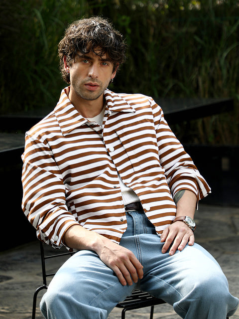 Runway Gods Candy-Striped Utility Bomber Jacket