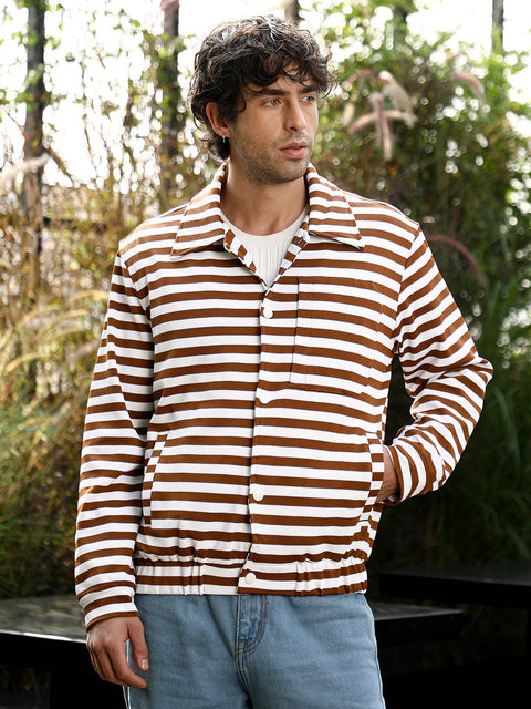Runway Gods Candy-Striped Utility Bomber Jacket