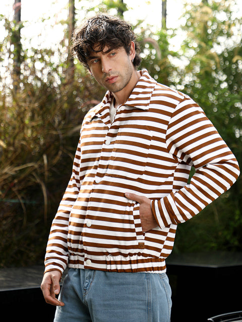 Runway Gods Candy-Striped Utility Bomber Jacket