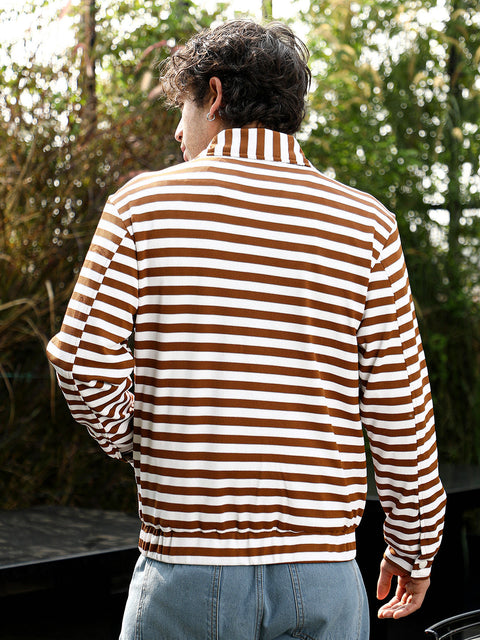 Runway Gods Candy-Striped Utility Bomber Jacket