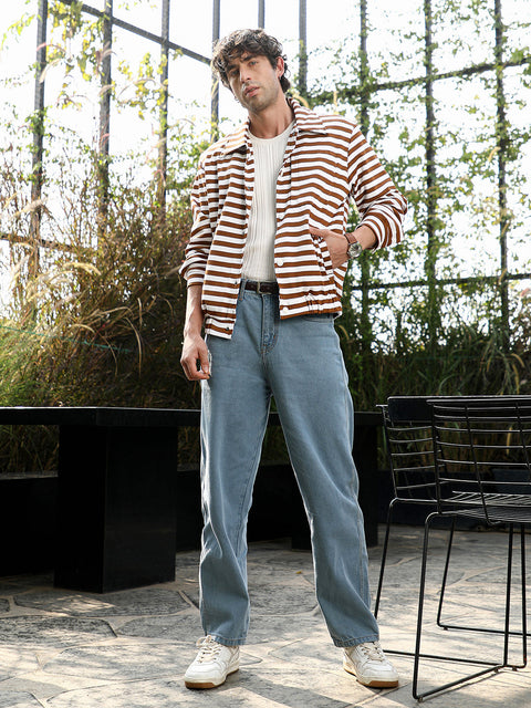 Runway Gods Candy-Striped Utility Bomber Jacket