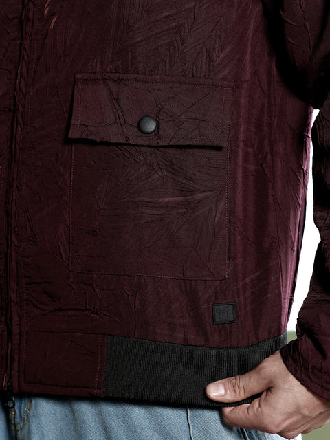 Take 2 Zip-Front Foliage-Tactile Bomber Jacket