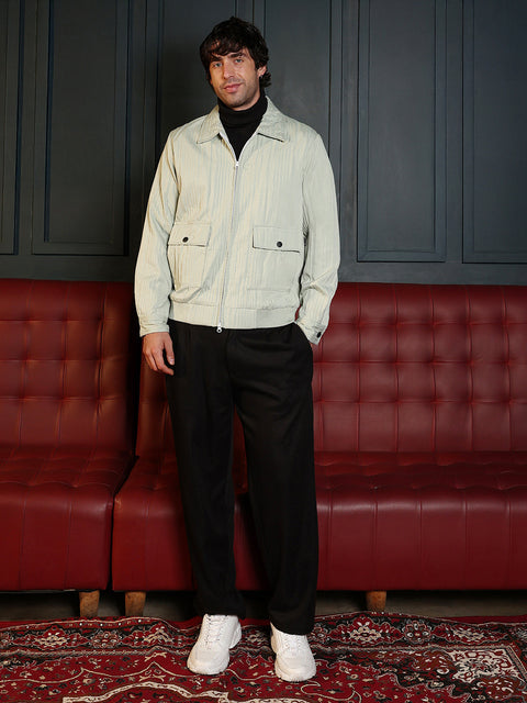 Iconic Everyday Zip-Front Crushed-Tactile Jacket